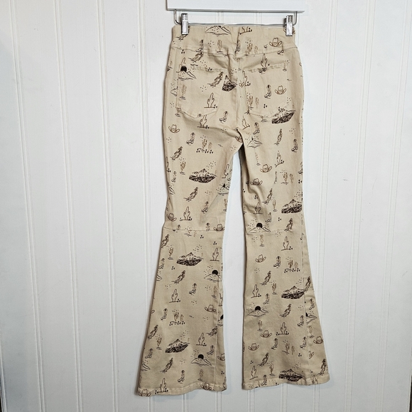 Rockin G Across the Prairie Flare Pants Graphic Print Pull On Boho Western Sz S - Picture 6 of 14
